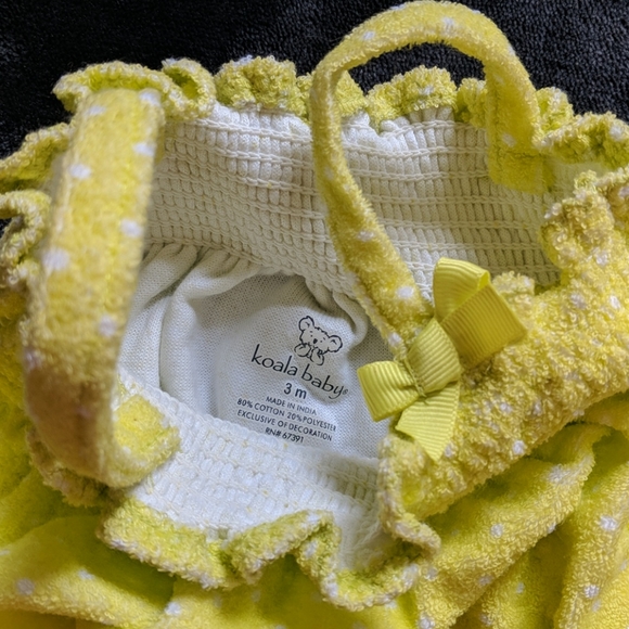 Electric Yellow & Polka Dot Romper/Hat Combo - Picture 10 of 10